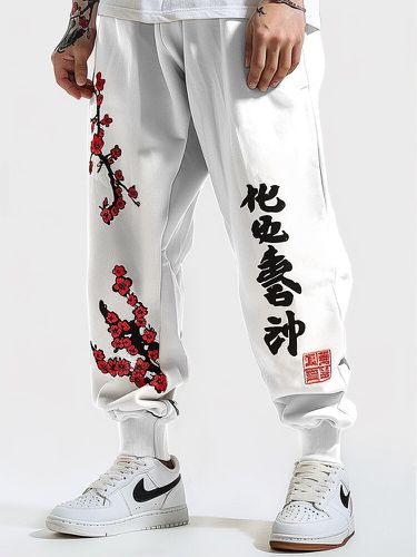 Hombre Japonés Plum Bossom Impresión Casual Suelto Pantalones - ChArmkpR - Modalova