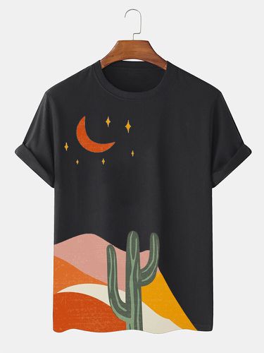 Mens Desert Cactus Painting Crew Neck Short Sleeve T-Shirts Winter - ChArmkpR - Modalova