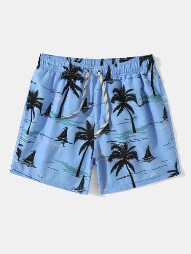 Shorts de playa transpirables con forro de malla y estampado de árboles Coco para hombre - ChArmkpR - Modalova