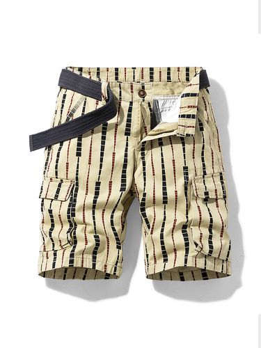 Pantalones cortos casuales con bolsillo a rayas Carga para hombre - ChArmkpR - Modalova