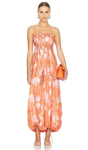 Seashell frilled long dress in color coral size L in - Coral. Size L (also in M, S) - ADRIANA DEGREAS - Modalova