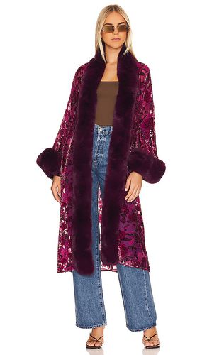 Burnout Velvet Faux Fur Coat in . Size M, S - Adrienne Landau - Modalova