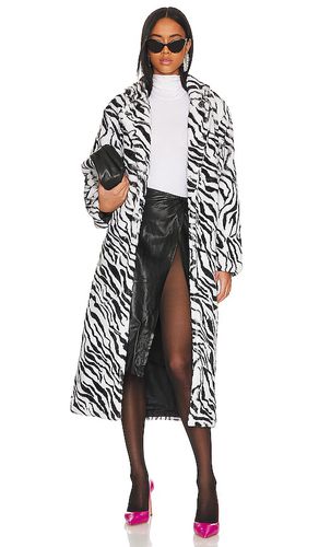 Abrigo faux fur long en color negro, blanco talla L en - Black,White. Talla L (también en M, S) - Adrienne Landau - Modalova