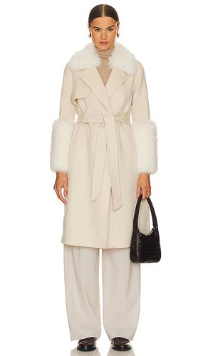 Faux fur trim wool coat in color size L in - . Size L (also in M) - Adrienne Landau - Modalova