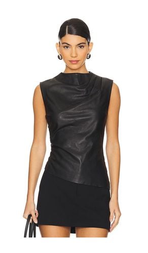 Leather ruched top en color talla M en - Black. Talla M (también en S, XS, XXS) - AEXAE - Modalova