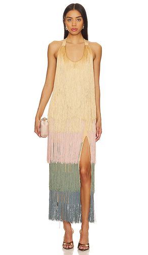Neme fringe midi dress in color tan size L in - Tan. Size L (also in S, XL/1X) - Andrea Iyamah - Modalova