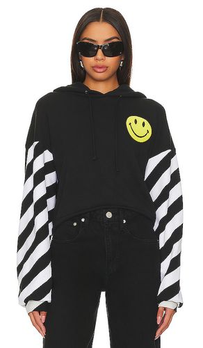 Caution Stripe Sleeve Smiley Relaxed Hoodie in . Size S, XL/1X, XS - Aviator Nation - Modalova