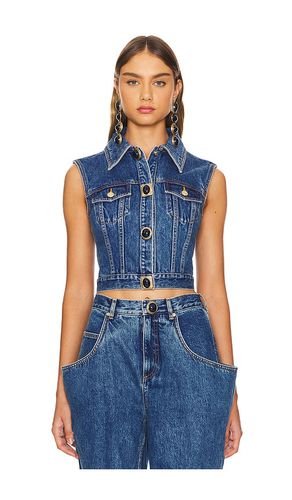 Gemstone Button Denim Gilet in . Size 2, 4, 6, 8 - AREA - Modalova