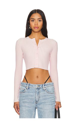 Cárdigan t by cropped ribbed crew neck en color rosado talla L en - Pink. Talla L (también en M) - Alexander Wang - Modalova