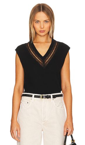 Brochu Walker Women's Lace V-neck Layered Sweater in Black