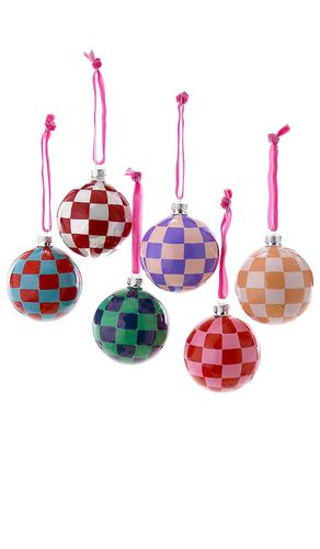 Checkered Medium Bauble Ornaments Set Of 6 in - Cody Foster & Co - Modalova