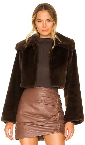 Cleobella cropped faux fur jacket en color chocolate talla L en - Chocolate. Talla L (también en M) - Camila Coelho - Modalova