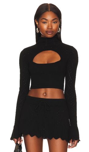 Pointelle knit turtleneck en color talla L en - Black. Talla L (también en M, S, XL, XS) - DANIELLE GUIZIO - Modalova