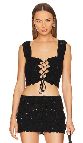 Crochet lace up vest en color talla M en - Black. Talla M (también en S, XL, XS) - DANIELLE GUIZIO - Modalova