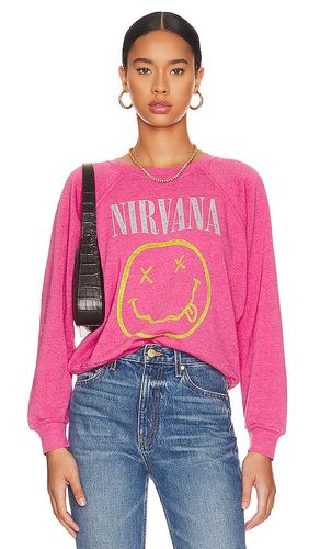 Cuello redondo gráfico nirvana smiley raglan en color rosado talla L en - Pink. Talla L (también en XL) - DAYDREAMER - Modalova