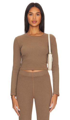 Camiseta rib crop en color taupe talla L en - Taupe. Talla L (también en M) - DONNI. - Modalova