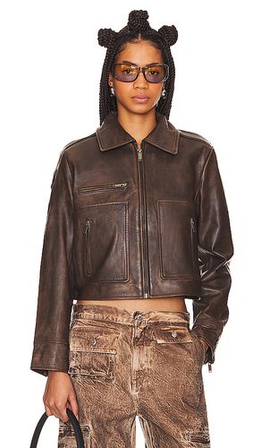 Lennie leather biker jacket in color brown size 14/XL in - Brown. Size 14/XL (also in 6/XS) - Ena Pelly - Modalova