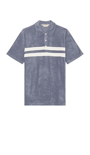 Cabana towel terry surf stripe polo in color navy size L in - Navy. Size L (also in M, S) - Faherty - Modalova