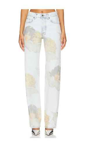 Angel print mid blue straight fit jeans en color azul talla 25 en - Blue. Talla 25 (también en 24, 26, 27) - FIORUCCI - Modalova