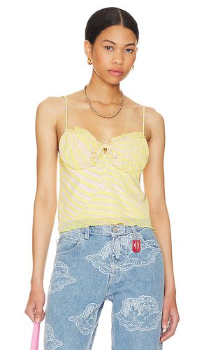 Wave print balconette mesh top en color talla M en - Yellow. Talla M (también en S, XL, XS) - FIORUCCI - Modalova