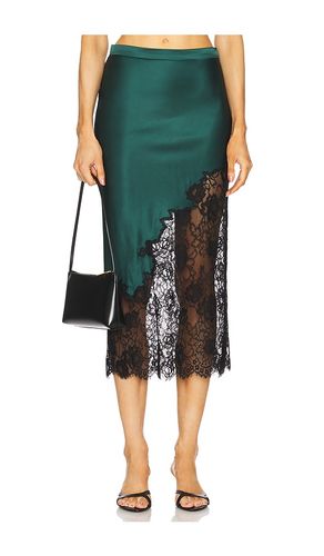 Falda midi silk and lace scallop en color verde oscuro talla L en - Dark Green. Talla L (también en M, S, XS) - fleur du mal - Modalova