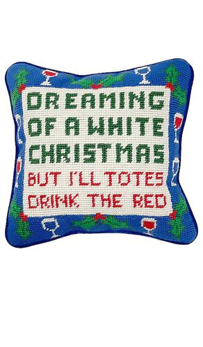 Wine Christmas Needlepoint Pillow in - Furbish Studio - Modalova