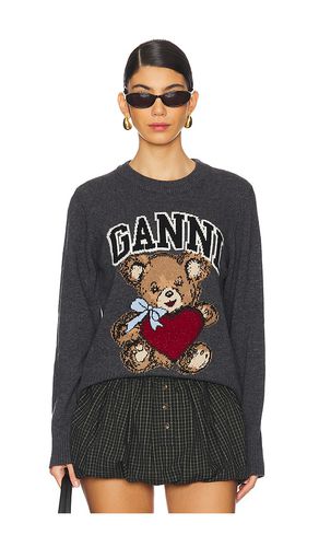 Cuello redondo graphic wool mix bear en color gris talla S en - Grey. Talla S (también en XS) - Ganni - Modalova