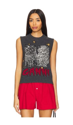 Graphic Wool Mix Cats Vest in . Taglia S - Ganni - Modalova