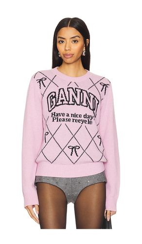 Graphic Wool Mix Bow Crewneck in . Taglia M, S, XS - Ganni - Modalova