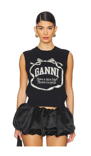 Graphic Wool Mix Bow Vest in . Taglia S, XS - Ganni - Modalova