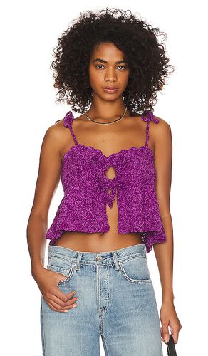 Velvet crochet bandeau strap top en color morado talla L en - Purple. Talla L (también en XL) - Ganni - Modalova