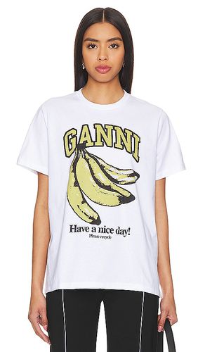 Camiseta relajada banana relaxed en color blanco talla L en - White. Talla L (también en XXS) - Ganni - Modalova