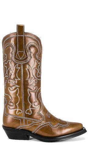 Mid Shaft Embroidered Western Boot in . Size 37 - Ganni - Modalova