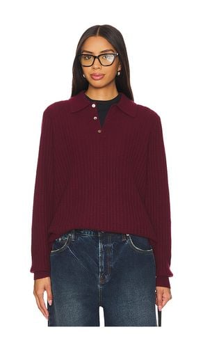 Guest en residence theo waffle polo cashmere top en color burgundy talla L en - Burgundy. Talla L (también en M, S, XL, XS) - Guest In Residence - Modalova