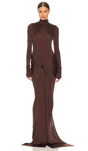 Vestido jersey sarong maxi en color chocolate talla L en - Chocolate. Talla L (también en M) - Helsa - Modalova