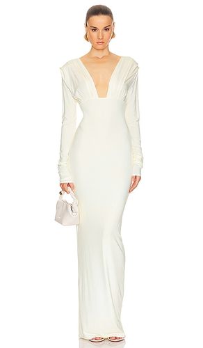 Maxivestido jersey deep v en color ivory talla L en - Ivory. Talla L (también en M) - Helsa - Modalova