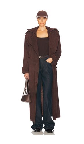 Abrigo suede trench en color marrón talla L en - Brown. Talla L (también en M, S, XL, XS) - Helsa - Modalova