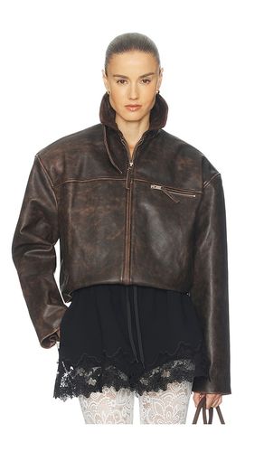 The Leather Oversized Moto Jacket in . Size S. Also in M, L - Helsa - Modalova