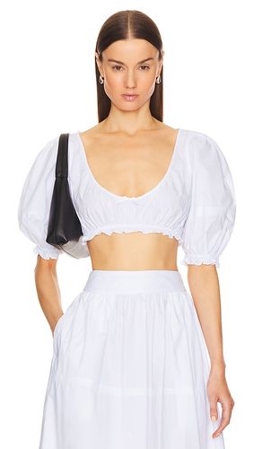 Poplin cropped peasant top en color talla L en - White. Talla L (también en M, S) - Helsa - Modalova