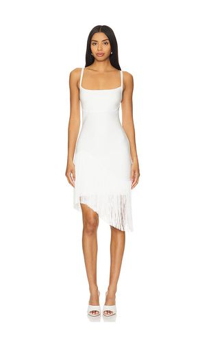 Vestido midi con flecos asymmetric en color blanco talla L en - White. Talla L (también en M) - Herve Leger - Modalova