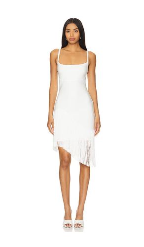 Vestido midi con flecos asymmetric en color blanco talla L en - White. Talla L (también en S) - Herve Leger - Modalova