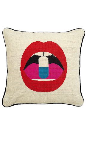 Lips Full Dose Needlepoint Throw Pillow in - Jonathan Adler - Modalova