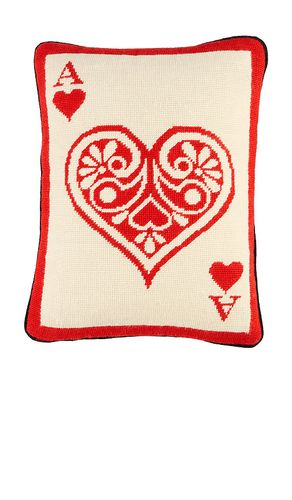 Dealer's Choice Ace Of Hearts Needlepoint Pillow in - Jonathan Adler - Modalova