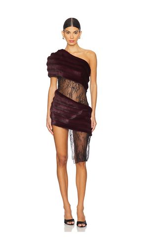 Aubergine Faux Fur Combo Dress in . Size S - Kim Shui - Modalova
