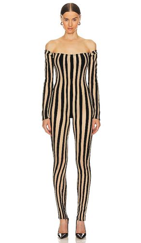 Off shoulder catsuit with zipper detail in color size L in & - . Size L (also in M, XL) - LaQuan Smith - Modalova