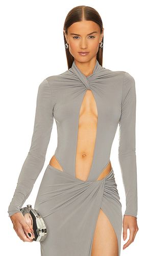 Keyhole bodysuit with ruched neck detail in color grey size M in - Grey. Size M (also in XL) - LaQuan Smith - Modalova