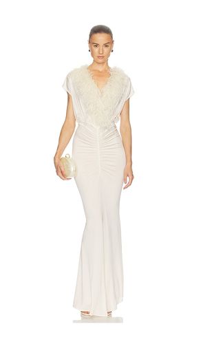 V Neck Shirred Gown With Feathers in . Size S. Also in M, L - LaPointe - Modalova