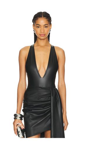 Faux Leather Plunge Neck Bodysuit in . Size 4 - Lapointe - Modalova