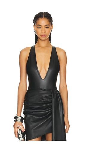 Faux Leather Plunge Neck Bodysuit in . Size 6 - Lapointe - Modalova