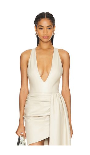 Faux Leather Plunge Neck Bodysuit in . Size 4, 6 - Lapointe - Modalova